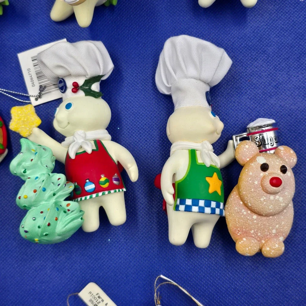 Vintage 2000s Pillsbury Doughboy Christmas Ornament Lot 11pc Holiday‎ Light up